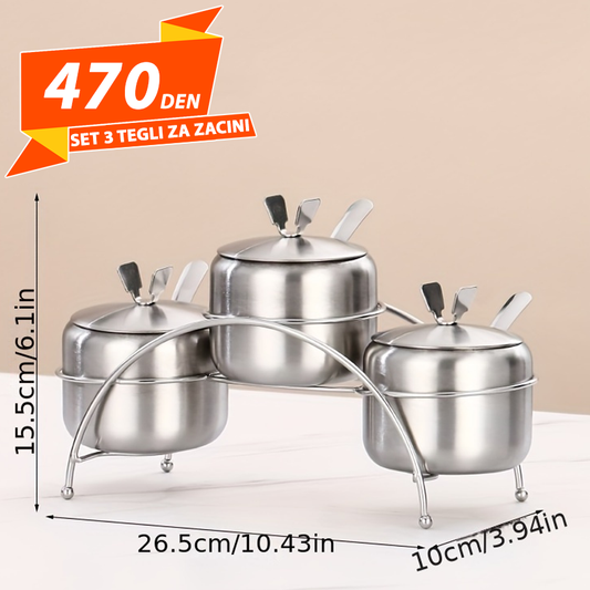 Set 3 Tegli za Zacini Inoks