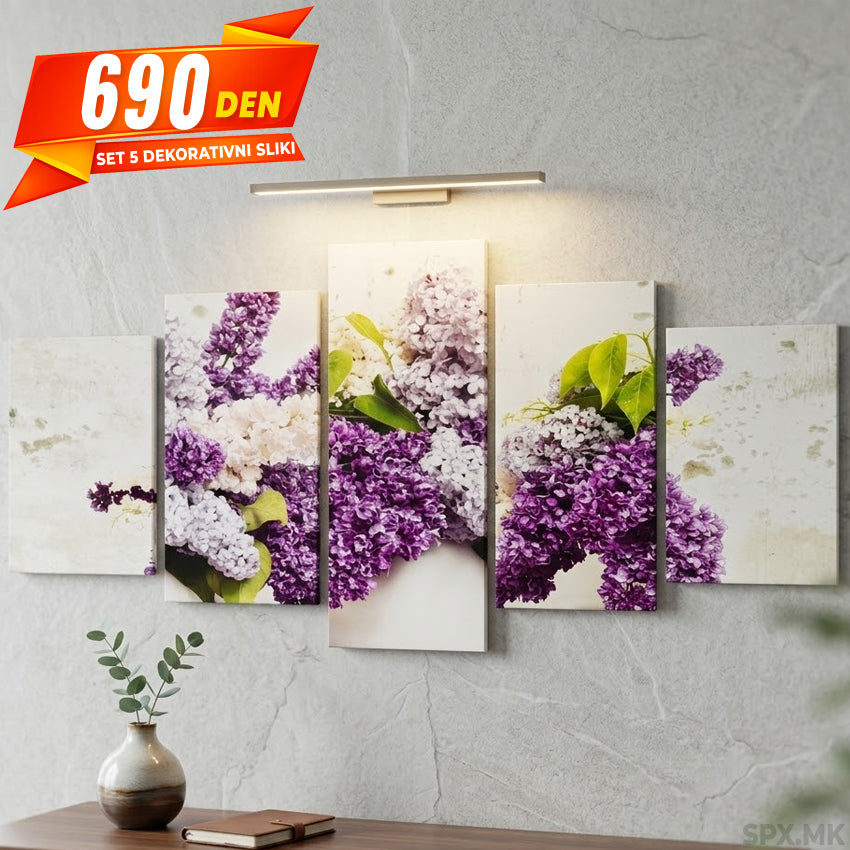 Dekorativna 5 Delna Slika - Violetovi Cvetovi