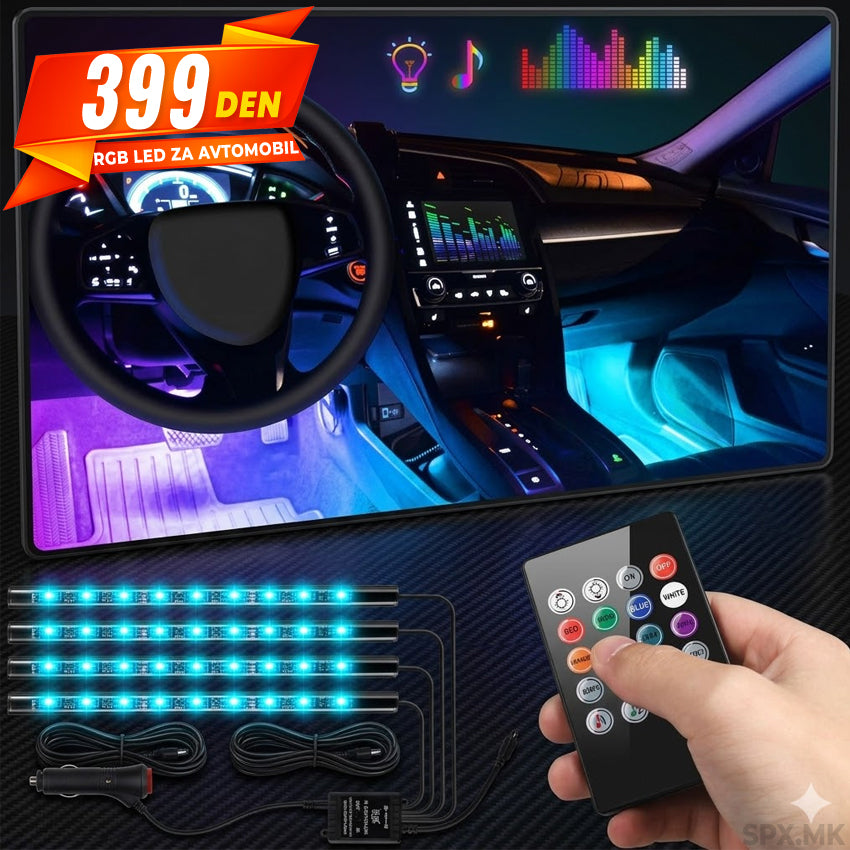 RGB Led Ambientalno Osvetluvanje za Avtomobil