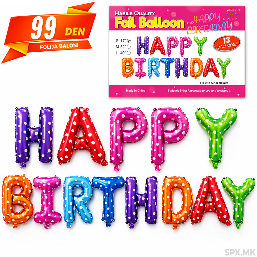 Folija Baloni "Happy Birthday"