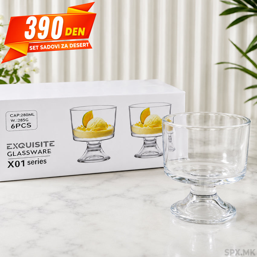 Stakleni Desertni Casi (280 ml, 6 parcinja)