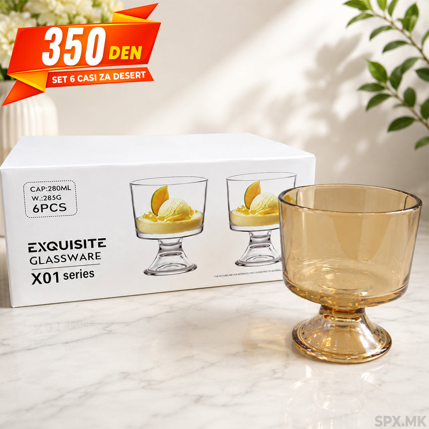 Set 6 Stakleni Casi za Desert