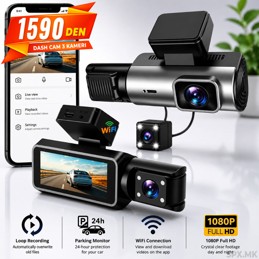 Dash Cam so 3 Kameri