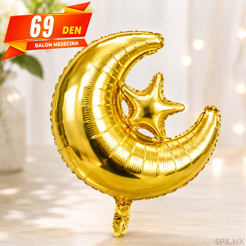 Zlaten Balon vo Forma na Mesecina i Svezda