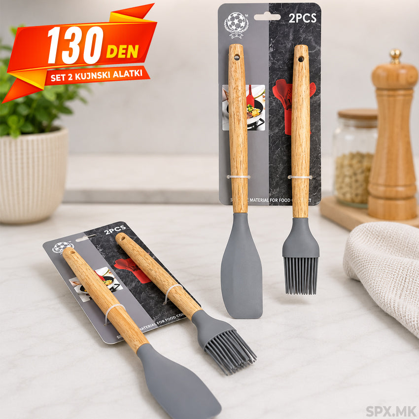 Set od 2 Silikonski Spatuli i Cetki za Gotvenje